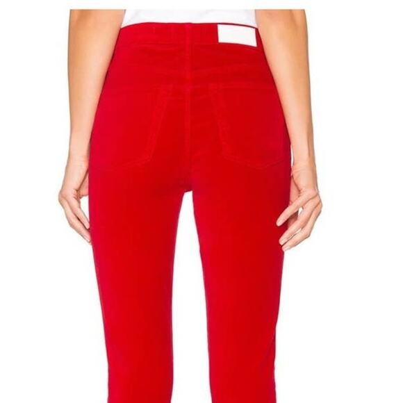 RE/DONE High Rise Ankle Crop Pants in Red Velvet Size 26 NWT - Picture 3 of 9